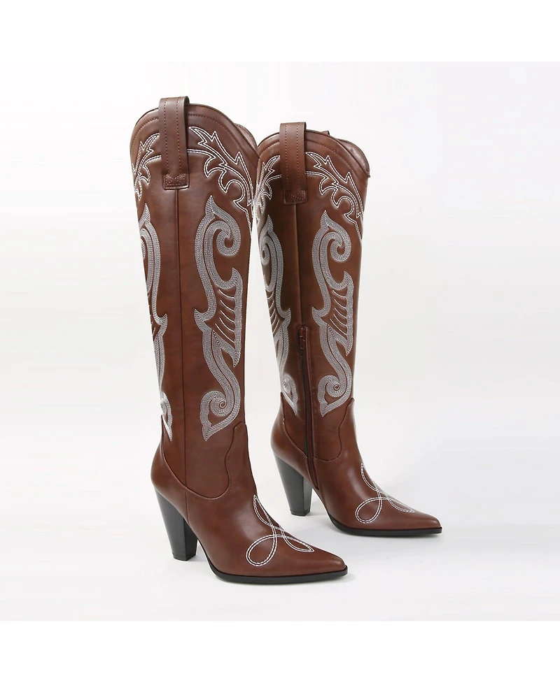 Berness Ashley Embroidered Western Knee-High Boots