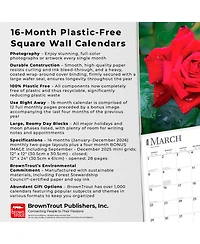 Roses | 2026 12 x 24 Inch (Hanging) Monthly Square Wall Calendar | Plastic-Free