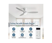 Sofucor 52-inch Classic White 3-Blade Flush Mount Light Ceiling Fan with Remote Control and Supporting Mobile Device Connection
