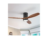 Sofucor 52-inch Classic Black 3-Blade Flush Mount Ceiling Fan with Light and Remote Control