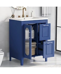 Casainc 24" Bathroom Vanity with Sink, 2 Drawers and Door, Adjustable Shelf