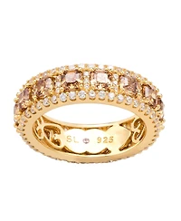 Suzy Levian Sterling Silver Cubic Zirconia Modern Eternity Band Ring