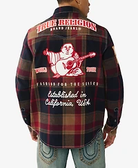 True Religion Men's Plaid Big T Western Shirt