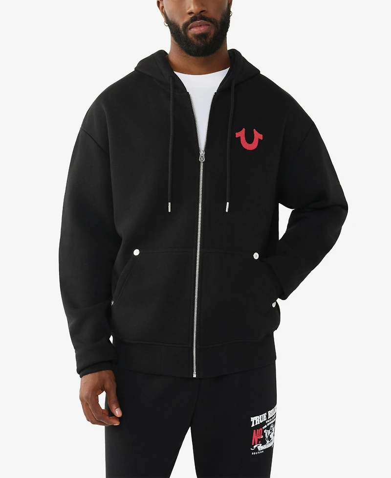 True Religion Men's Number One Logo Zip Up Hoodie