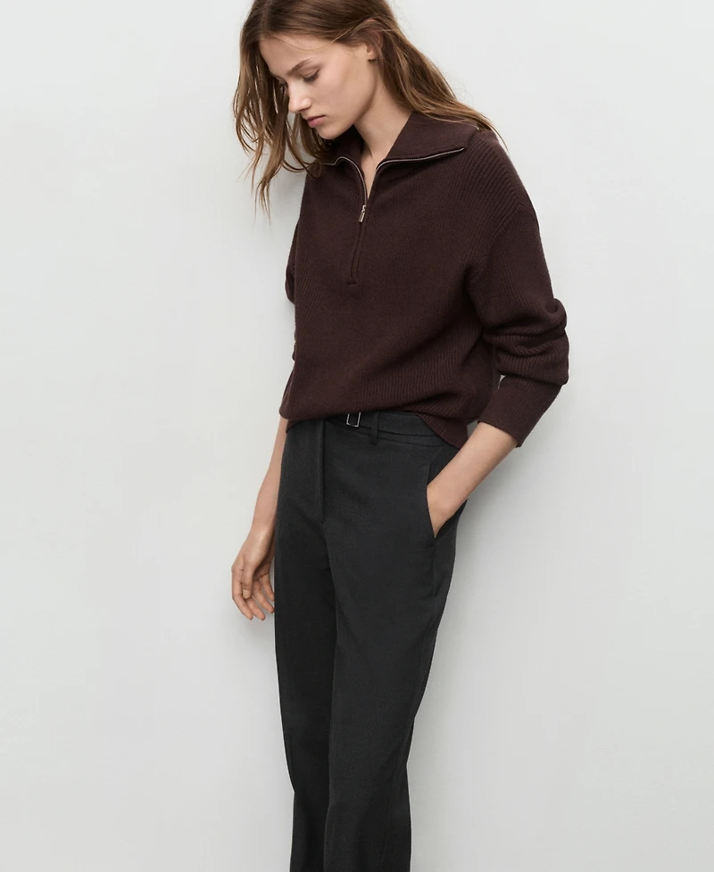 Mango Women's Belt Straight-Fit Pants