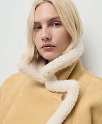 Mango Women's Shearling Collar Faux-Suede Jacket