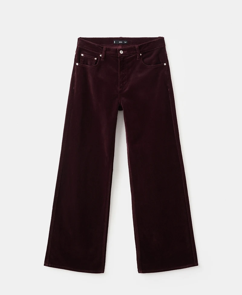 Mango Women's Wide-Leg Velvet Jeans