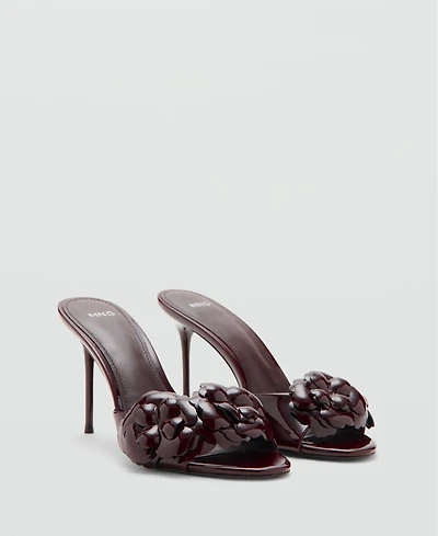 Mango Women's Patent Leather Floral Heeled Sandals