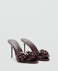 Mango Women's Patent Leather Floral Heeled Sandals