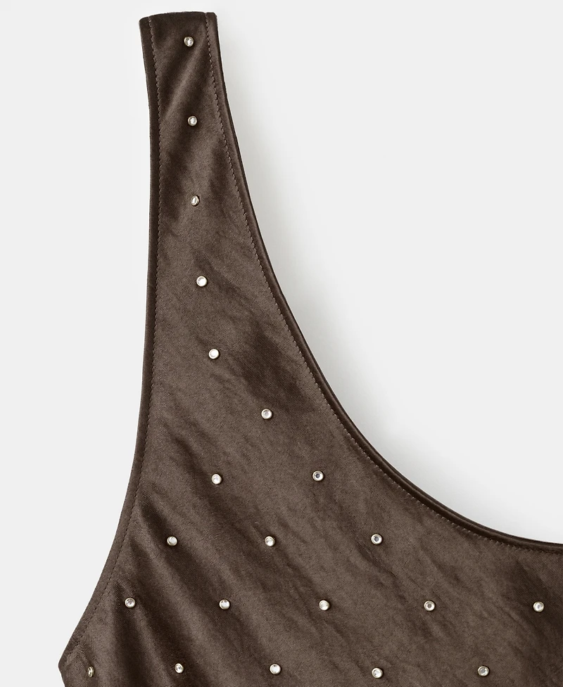 Mango Women's Crystals Satin Crinkle-Effect Dress