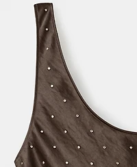 Mango Women's Crystals Satin Crinkle-Effect Dress