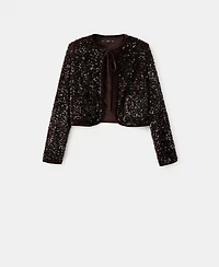 Mango Women's Sequins And Bow Velvet Jacket