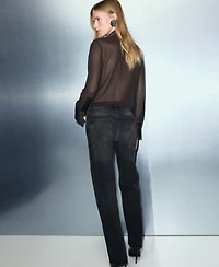 Mango Women's Semi-Transparent Patches Blouse