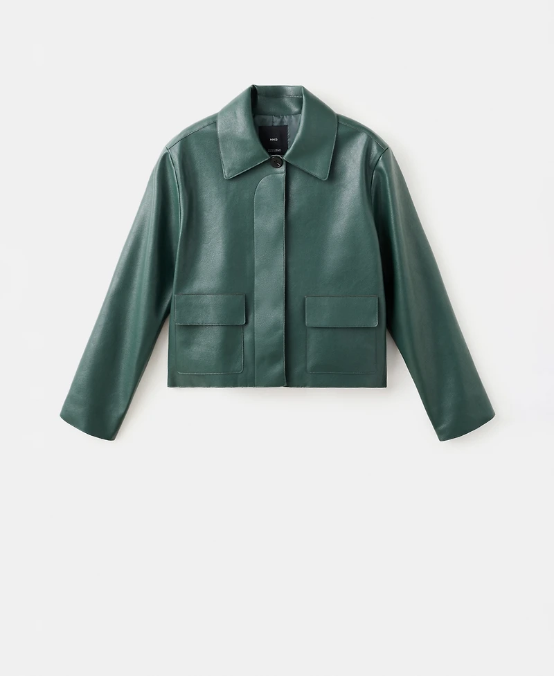 Mango Women's Pockets Faux-Leather Jacket