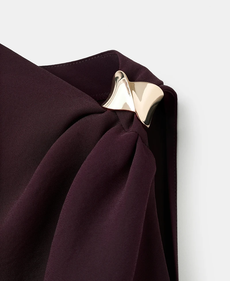 Mango Women's Metallic Detail Asymmetrical Blouse