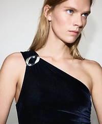 Mango Women's Metallic Detail Velvet Jumpsuit