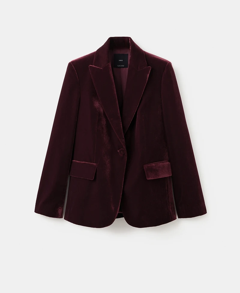 Mango Women's Structured Velvet Blazer