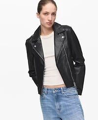 Mango Women's Leather Biker Jacket
