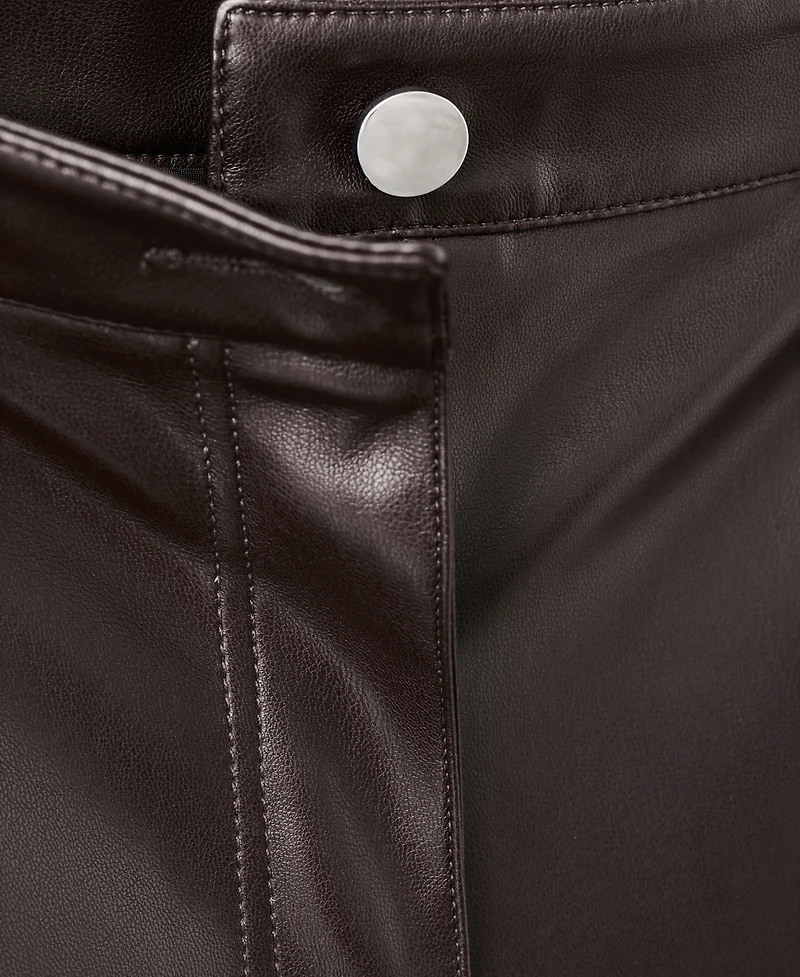 Mango Women's Faux-Leather Flared Pants