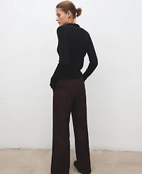 Mango Women's Scalloped Edges Ribbed Sweater