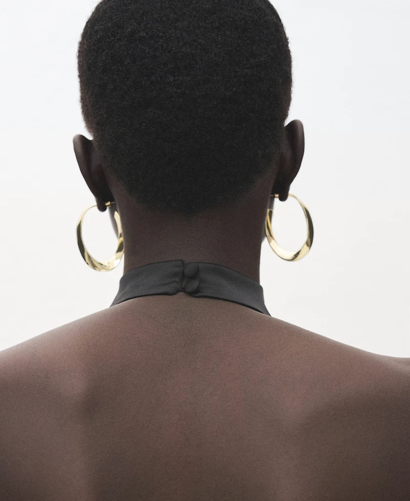 Mango Women's Draped Neck Satin Top