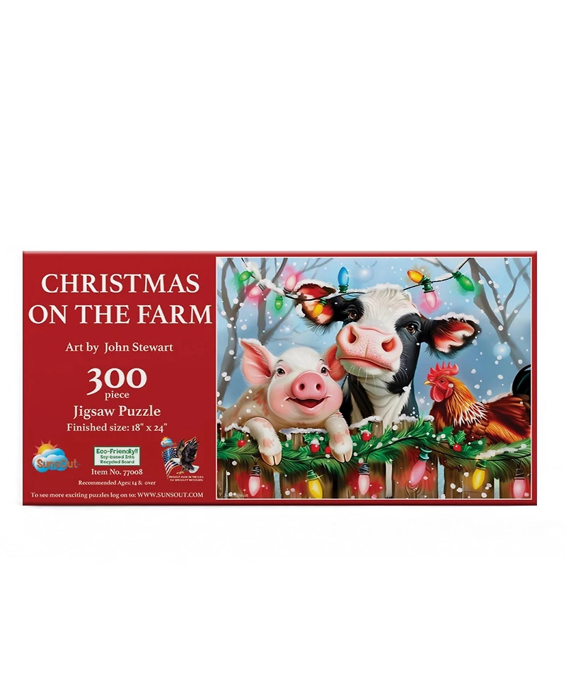SunsOut Christmas on the Farm 300 piece Jigsaw Puzzle for Adults Christmas
