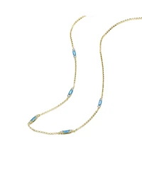 Rachel Glauber 14K Gold Plated with Blue & Clear Cubic Zirconia Station Necklace