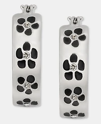 Karl Lagerfeld Paris Gold-Tone Enamel Flower Inlay Small Hoop Earrings, 0.68"