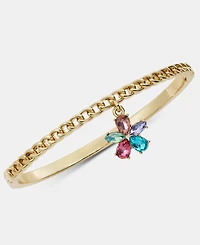 Karl Lagerfeld Paris Multicolor Crystal Flower Charm Bangle Bracelet