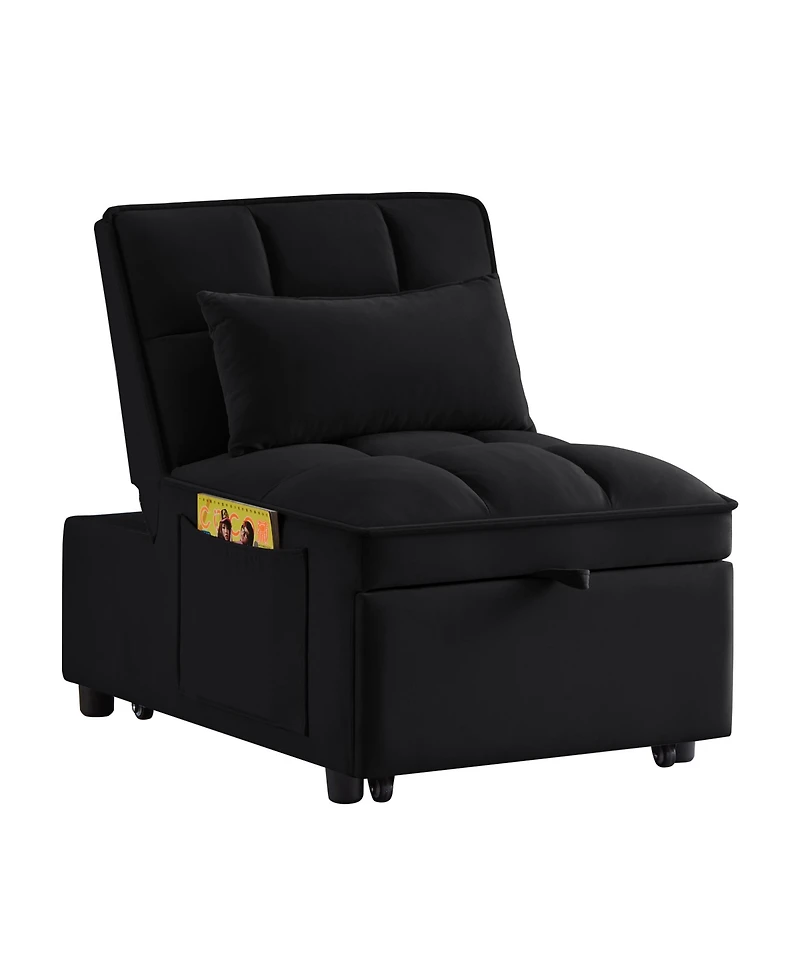 sumyeg 4-in-1 Convertible Sofa Bed with Storage Pockets Adjustable Backrest and Chaise Lounge