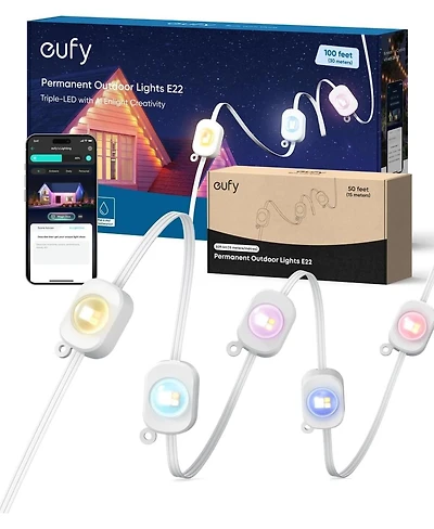 eufy Permanent Outdoor Lights E22, 100ft+ 50ft kit (Total 150ft) with 90 Triple-led Lights