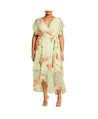 City Chic Women's Flirty Tier Print Maxi Dress