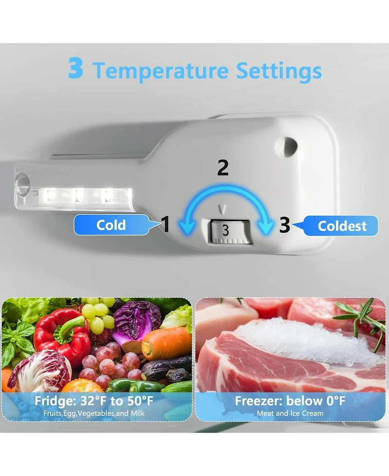 Cowsar Compact Refrigerator,4.5 Cu.Ft. Mini Separate Freezer Double 2-Door Adjustable Removable Shelves for Apartment/Dorm/Office,White