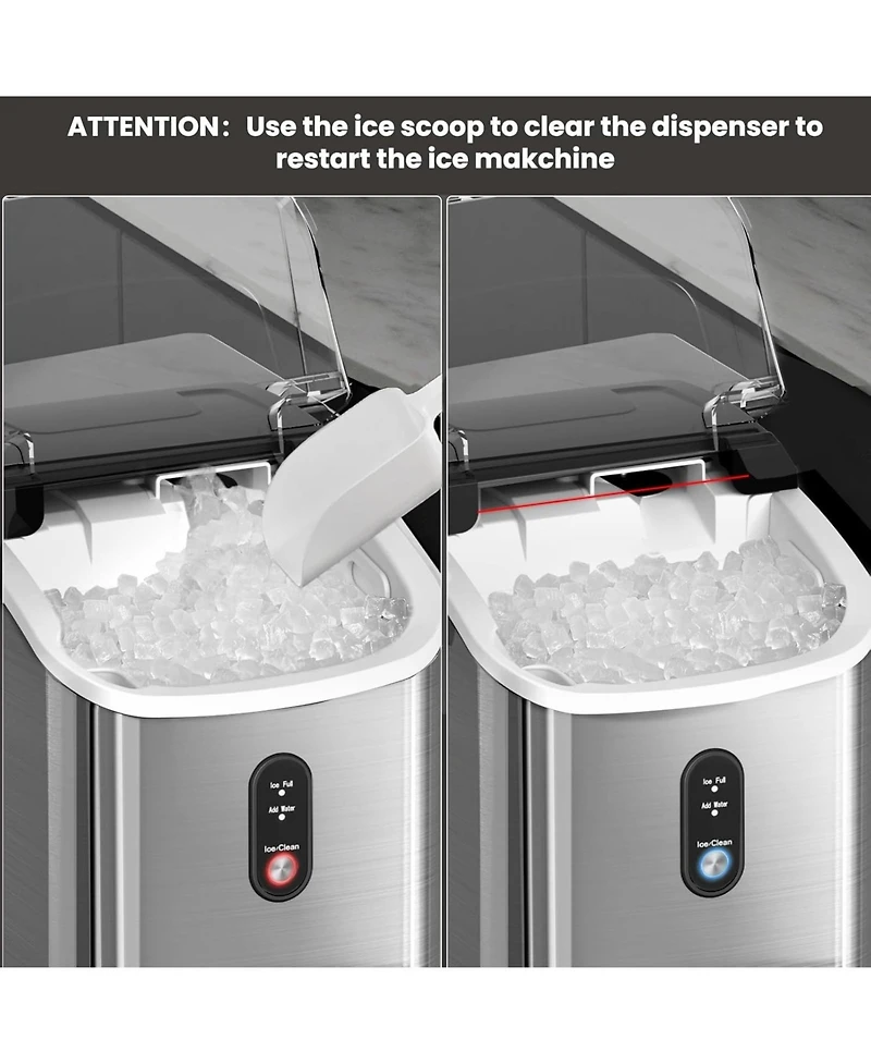 Cowsar Nugget Ice Makers Countertop, Pellet Ice Maker Machine with Soft Chewable Ice, 34lbs/Day, Pebble Ice Maker Countertop with Self-Cleaning