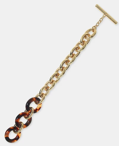 Lauren Ralph Lauren Gold-Tone Tortoise Look Chain Link Toggle Bracelet