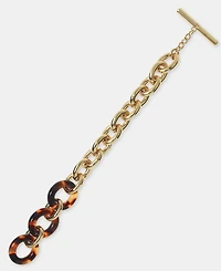 Lauren Ralph Lauren Gold-Tone Tortoise Look Chain Link Toggle Bracelet