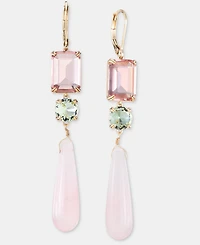 Lauren Ralph Lauren Gold-Tone Glass Stone Mixed Cut Triple Drop Earrings