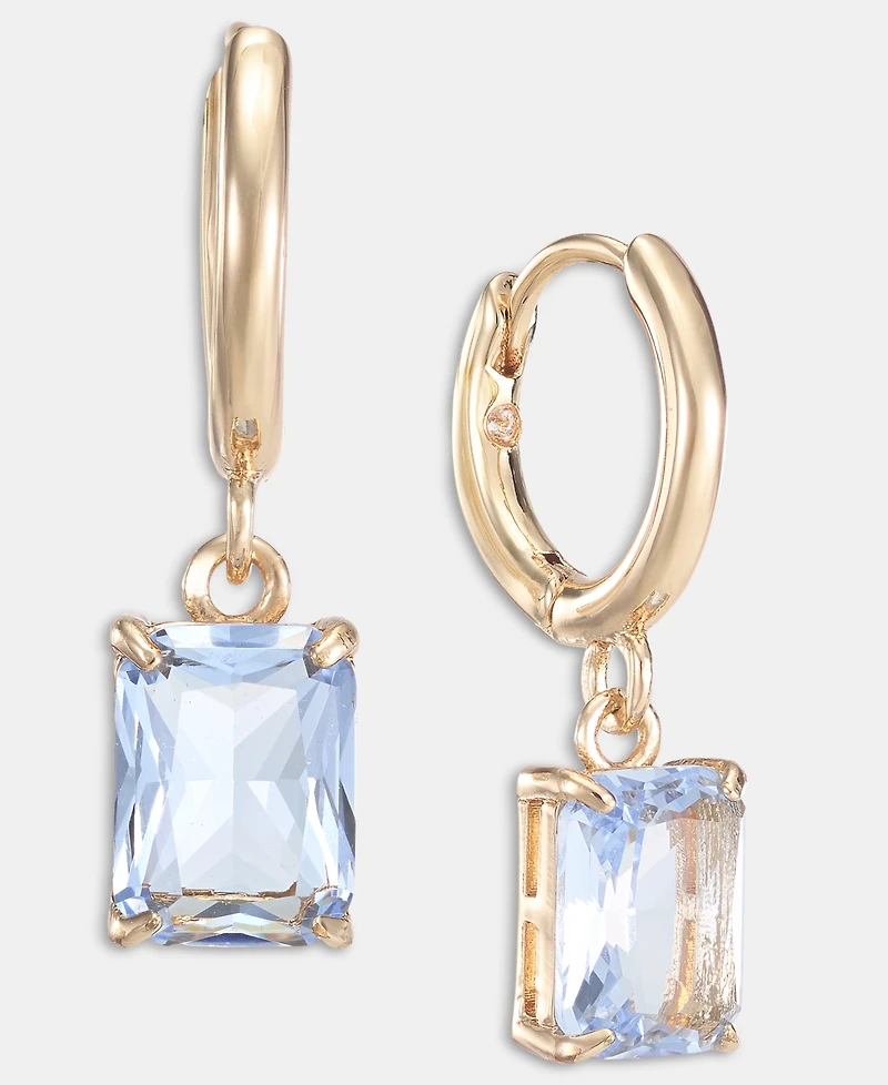 Lauren Ralph Glass Stone Drop Huggie Earrings