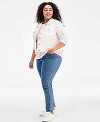 Style & Co Plus Nautical-Button Geo-Tile Cotton T-Shirt, Macy's Exclusive