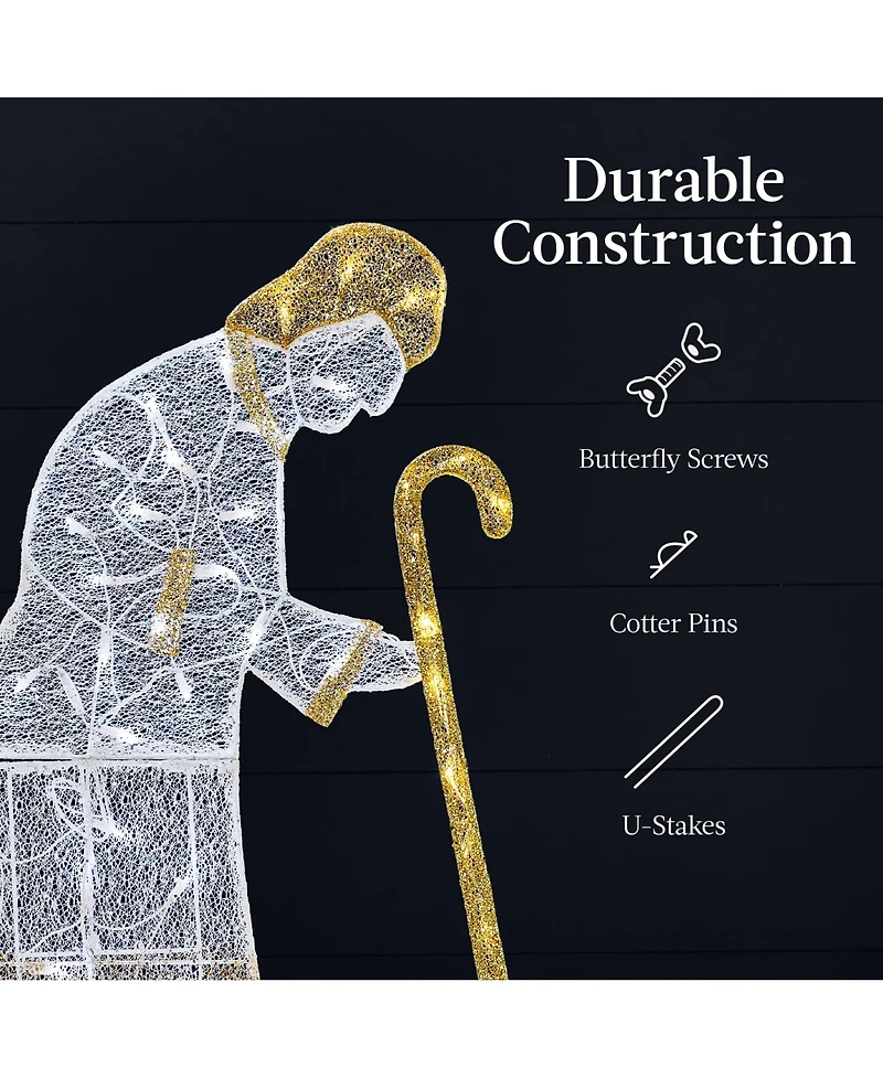 Best Choice Products Lighted 2D Christmas Nativity Scene Outdoor Decor w/ Twinkling Led Lights