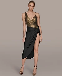 Donna Karan Women's Draped Side-Slit Sarong Skirt