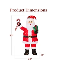 Best Choice Products Lighted Pop-Up Santa Claus, Outdoor Christmas Holiday Decoration w/ Led Lights, Hat, Gift