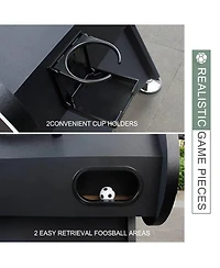 Rbied 56 Inch Foosball Table for Adults and Teens, Black Mdf Soccer Game Table with 2 Balls and Drink Holders for Game Room or Home Entertainment