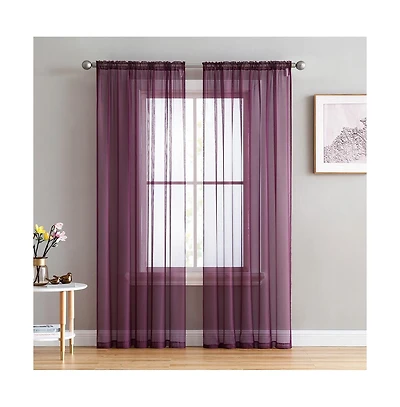 Hlc.me Essentials Sheer Voile Window Treatment Rod Pocket Curtain Panels
