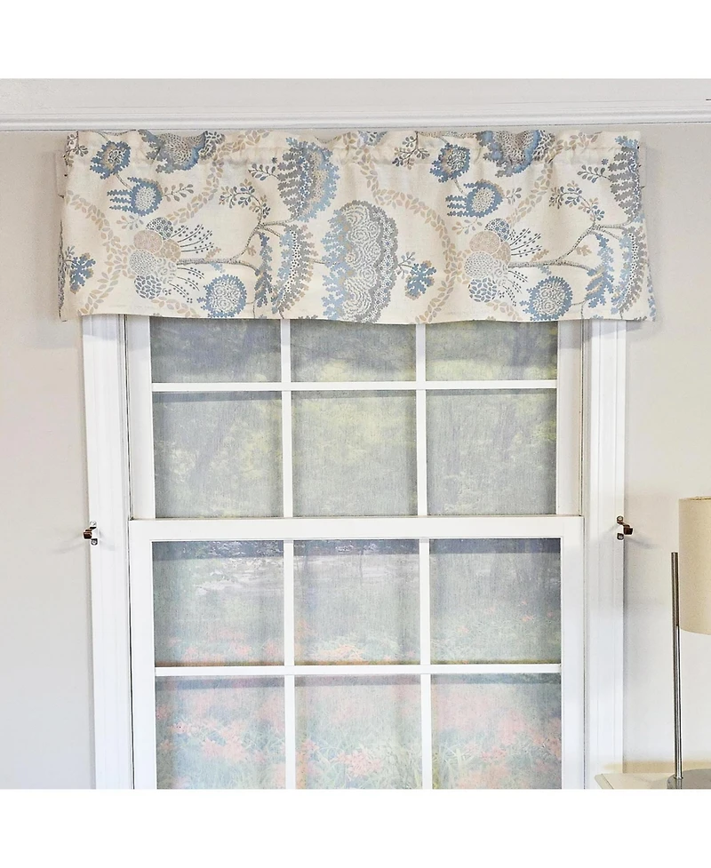 Rlf Home 100% Cotton High Quality Serene Tailored Window Valance with 1.5" Rod Pocket 50" W X 12" L Blue