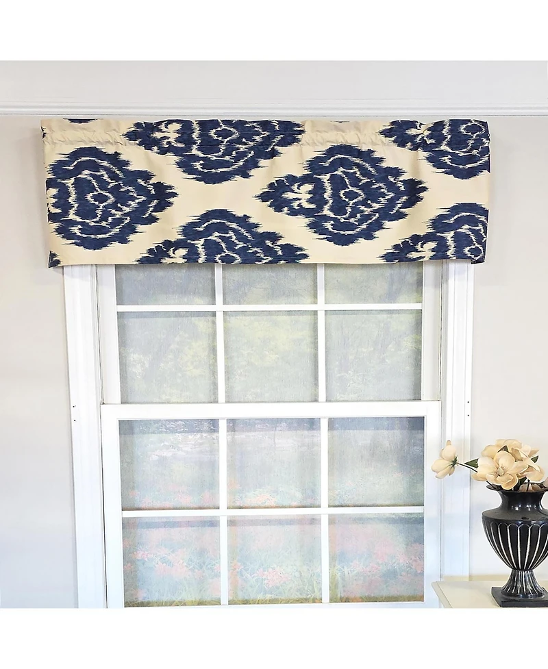 Rlf Home 100% Cotton High Quality Flame Tailored Window Valance with 1.5" Rod Pocket 50" W X 12" L Navy