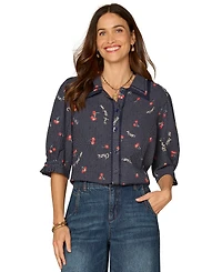 Democracy Petite Button-Down Woven Shirt