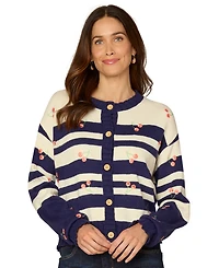 Democracy Petite Embroidery Striped Sweater
