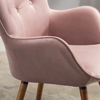 Simplie Fun Contemporary Silky Velvet Tufted Button Back Accent Chair, Mauve