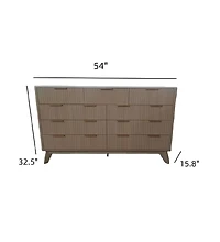 gaomon 54" Wide 9 Drawer Dresser,Wooden Chest of Drawers with Fluted Wave Pattern, Metal Handles, Modern Tv Stand Dresser Curved Profile